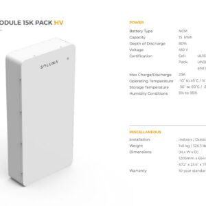 Soluna | 15k pack HV | 15kw | Solar | Grid | Battery Module Storage | Home | Commercial | FREE UK EU POST