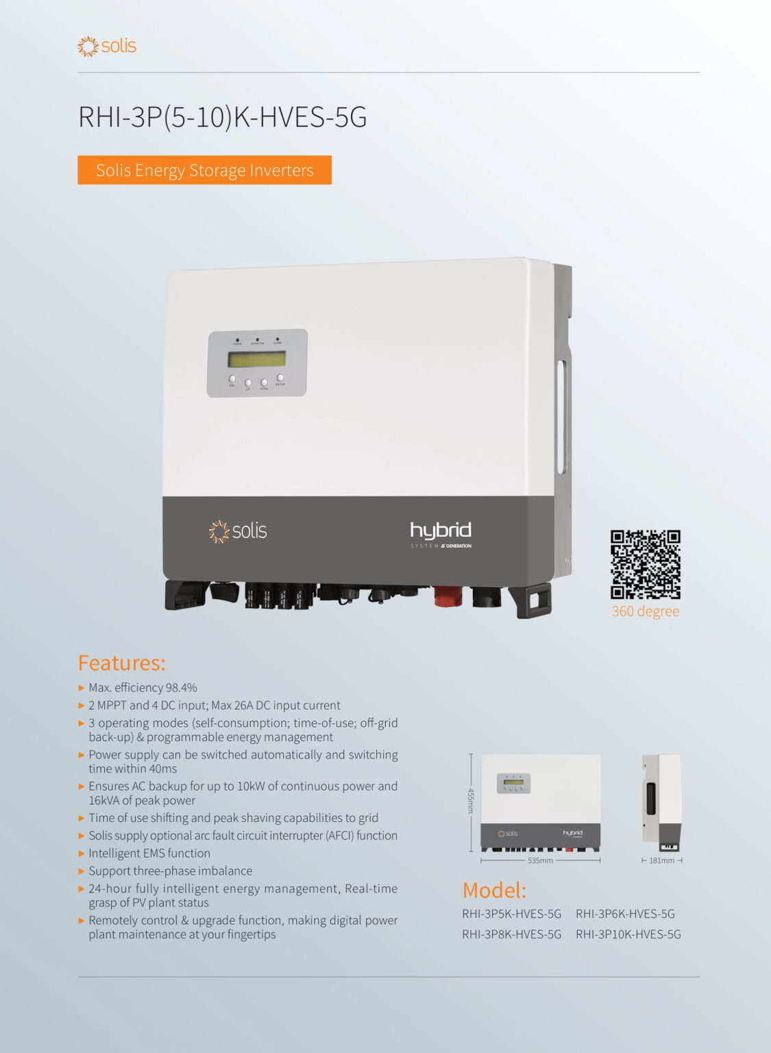 Solis Kw W Phase High Voltage Battery Hybrid G Inverter Smart Ups Uk Eu